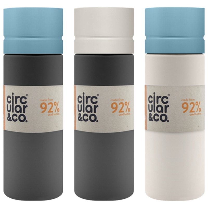 Circular & co drinkfles grijs/creme 600 ml