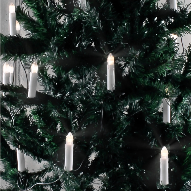 Lichtketting 30 LED kaarsen EU-stekker wit 7,3 m