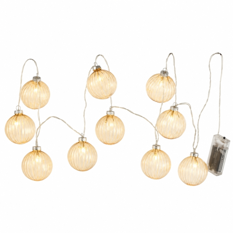 J-Line lichtketting Bollen glas amber 165 cm