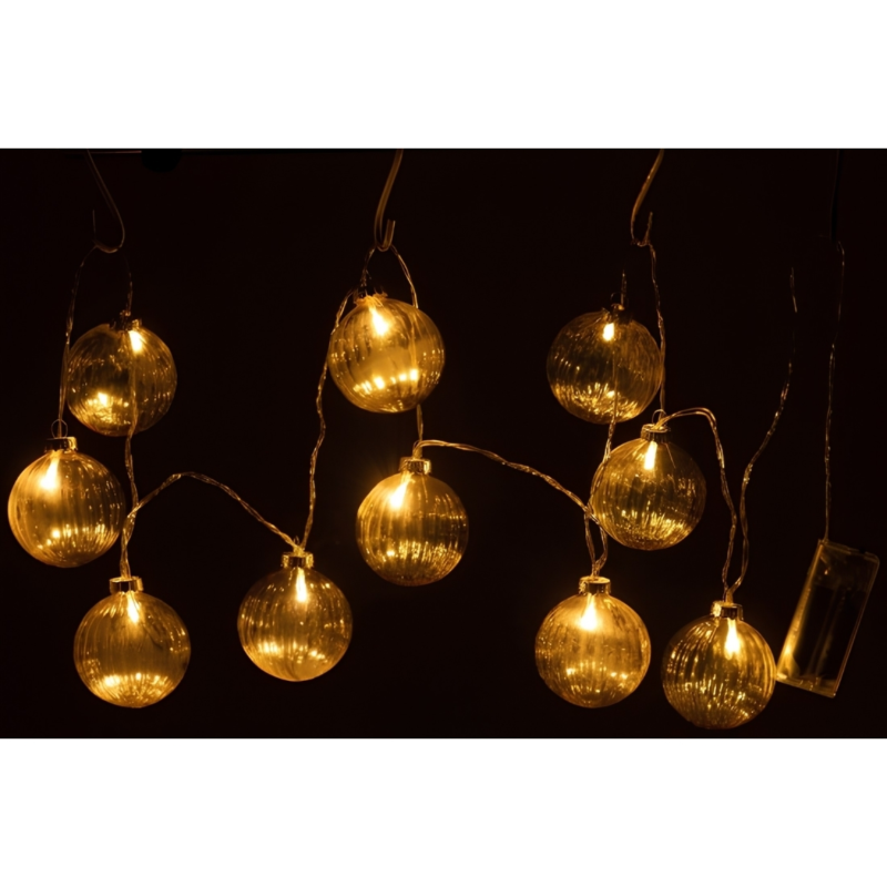 J-Line lichtketting Bollen glas amber 165 cm