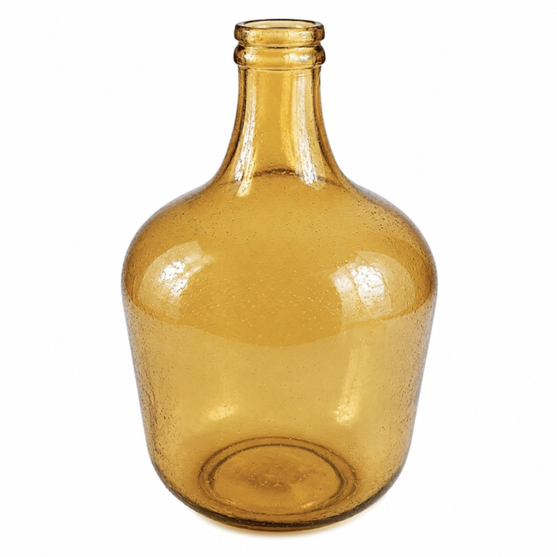 Vaas gistfles gerecycled glas amber 42 cm