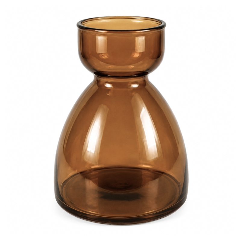 Vaas gerecycled glas bruin 34 cm
