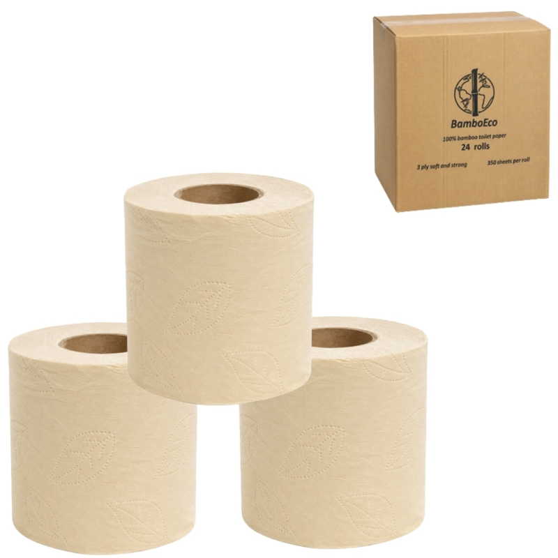 Wc papier bamboe 350 vellen 3-laags 24 stuks