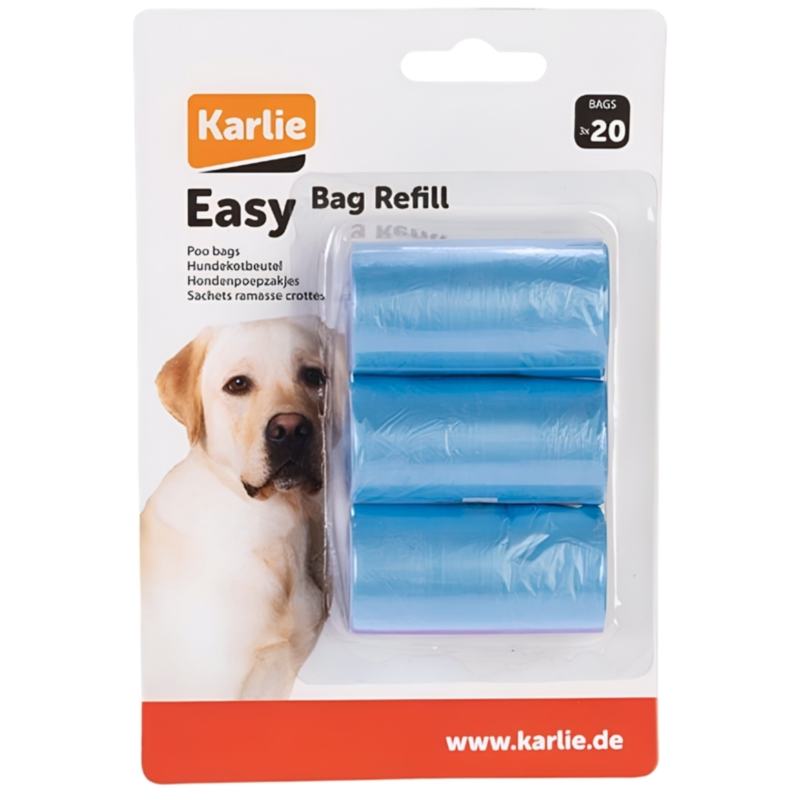 Karlie poepzakjes easy bag blauw 3 x 20 stuks