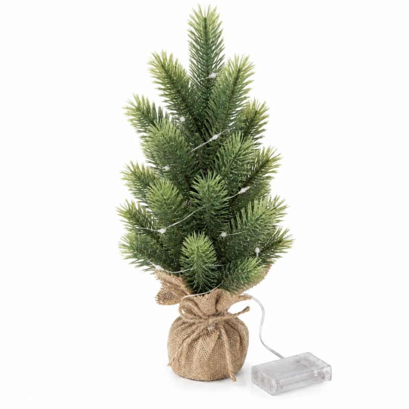 Kerstboom LED op batterij jute 37 cm