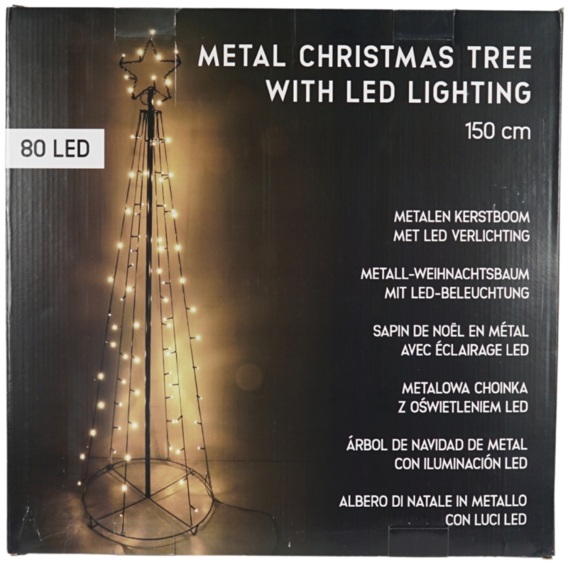 Kerstboom met LED verlichting op batterij IP44 150 cm