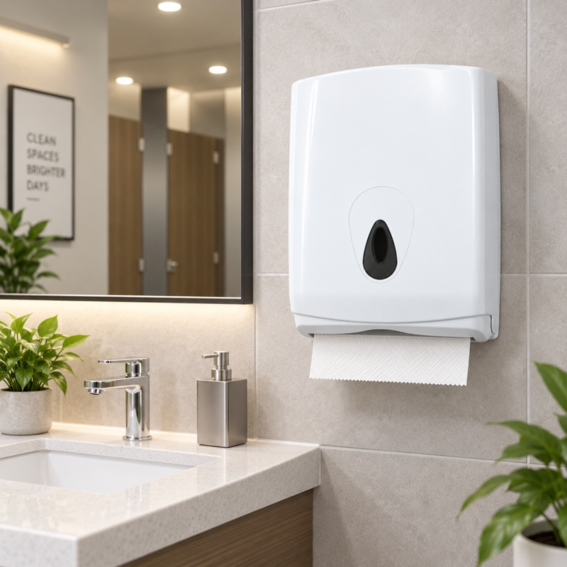 Dispenser voor papieren handdoeken wit 40 cm