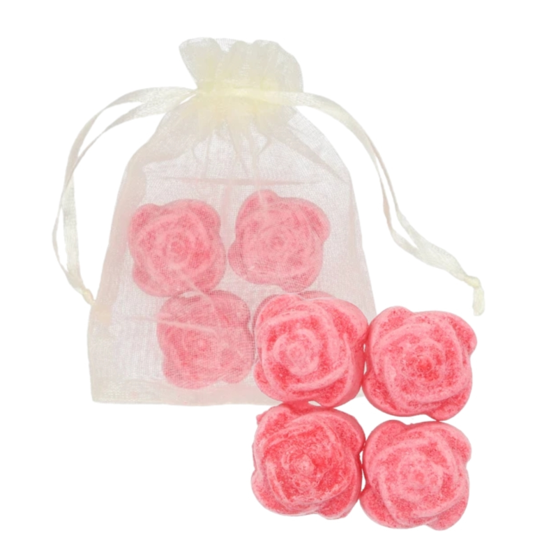 Amberblokje Roos invicto 2,5 cm organza zakje met 4 stuks