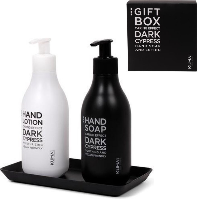 Kumai Dunkel Zypresse handseife und handlotion geschenkbox 2 x 200 ml