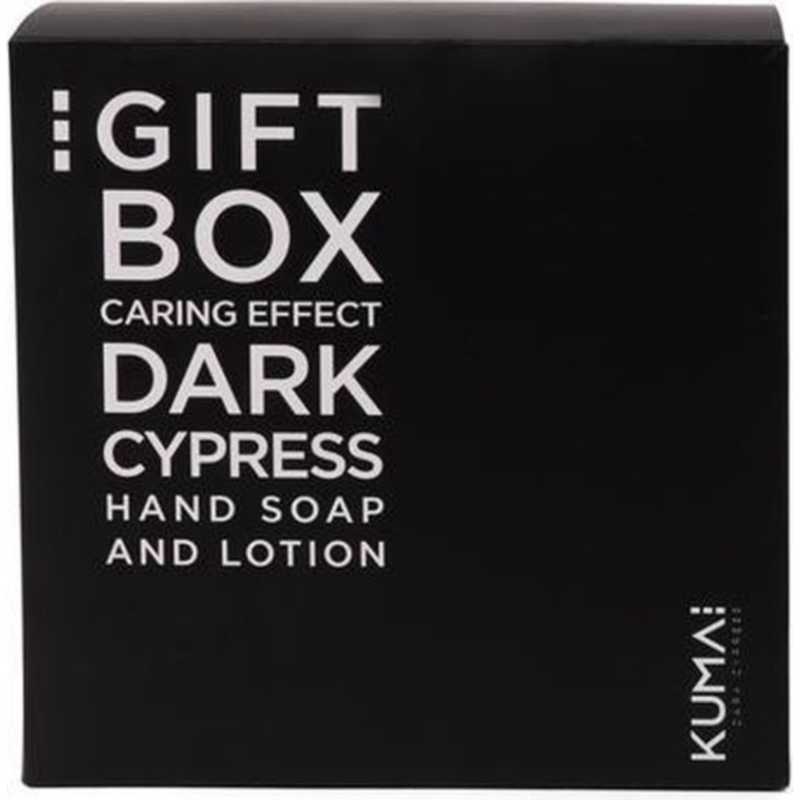 Kumai Dunkel Zypresse handseife und handlotion geschenkbox 2 x 200 ml