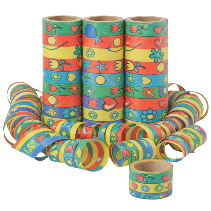 Serpentines bloemen sterren/halloween 4 meter set van 3