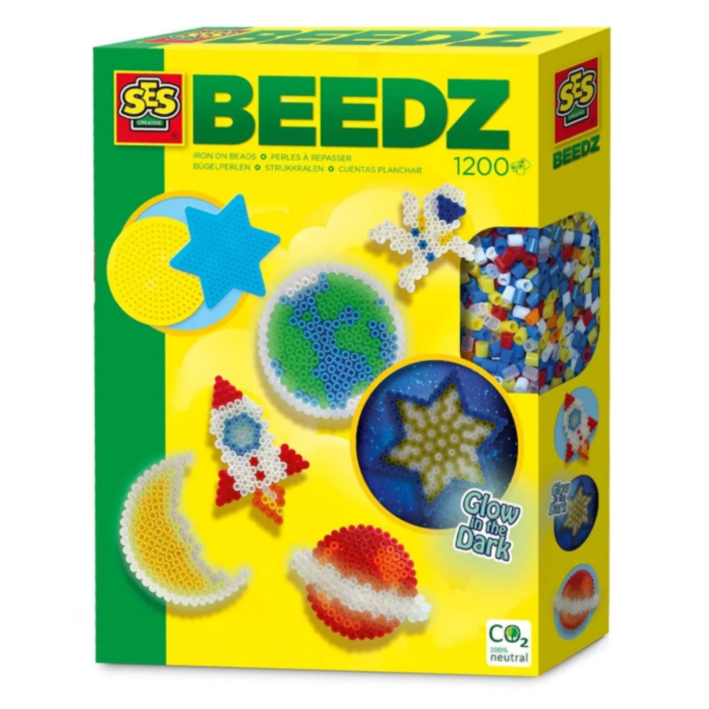 SES Creative strijkkralenset Beedz glow in the dark 1200 stuks
