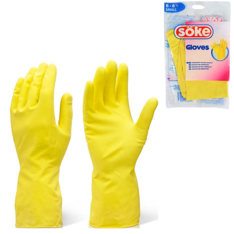 Soke huishoudhandschoenen latex geel maat S
