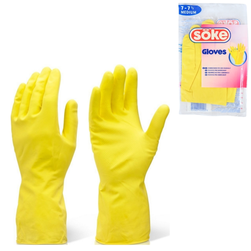 Soke huishoudhandschoenen latex geel maat M
