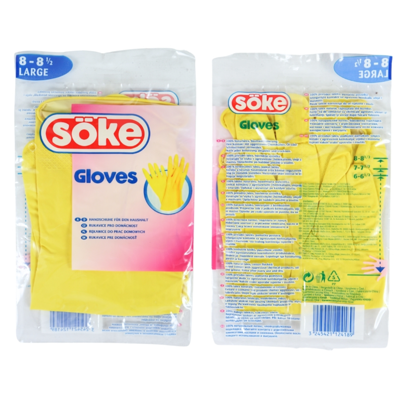 Soke huishoudhandschoenen latex geel maat L