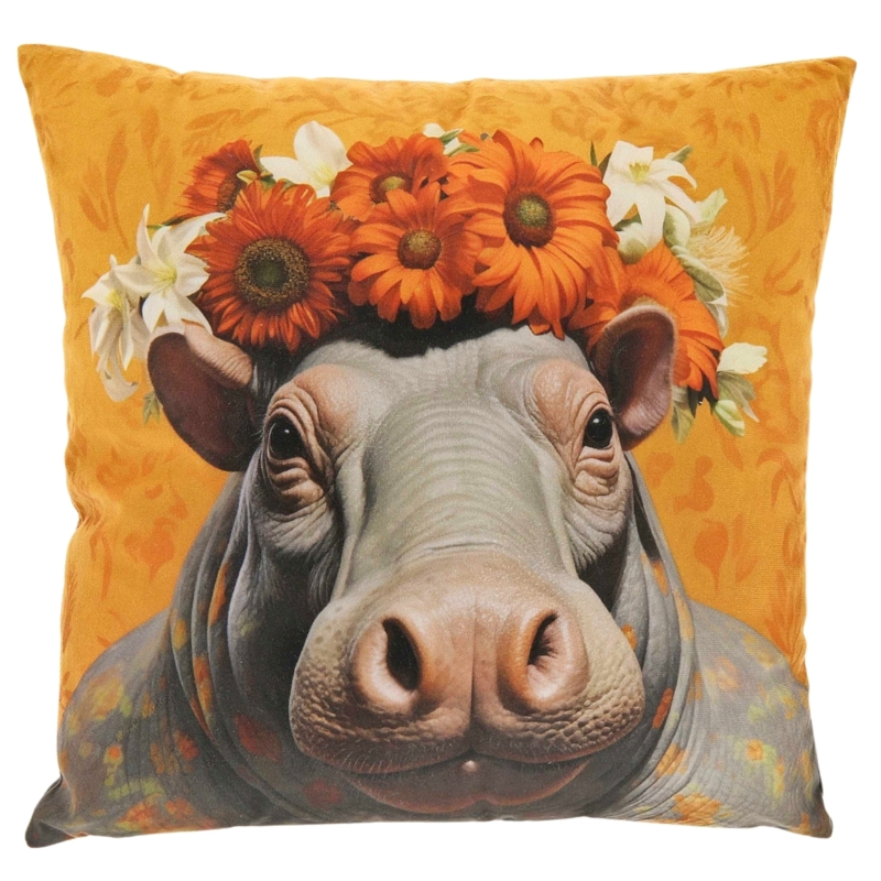 Unique Living kussen Summer nijlpaard 45 x 45 cm