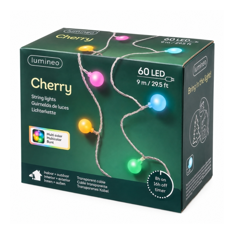 Lumineo partylight Cherry lichtketting kleur IP44 9 m