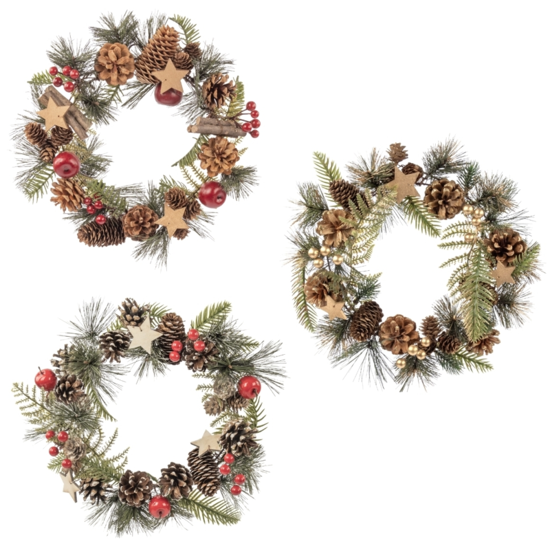 Hobby Flora DIY kerstkrans 25 cm 7 assorti