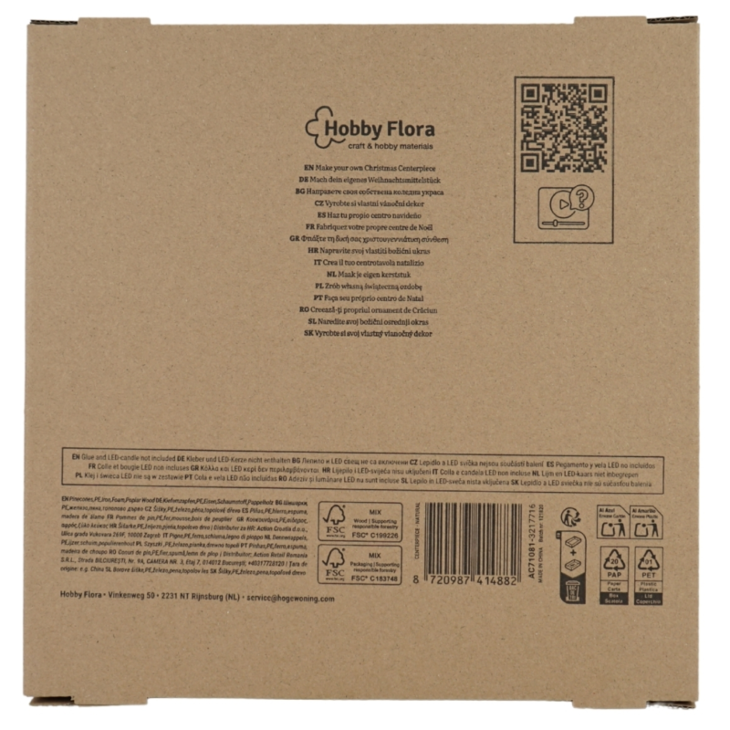 Hobby Flora DIY kerstkrans 25 cm 7 assorti