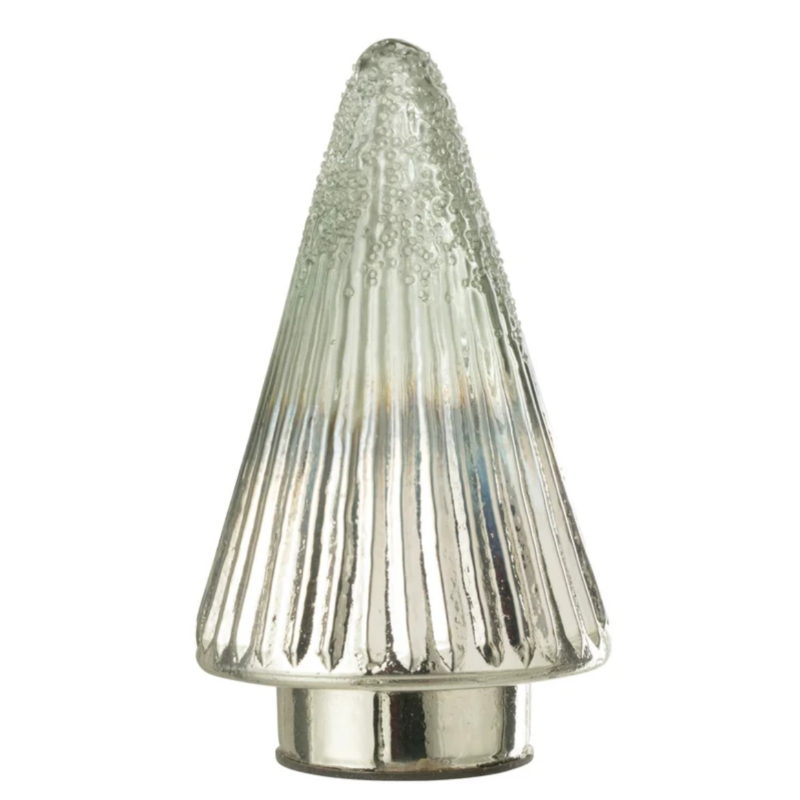 J-line beeld kerstboom glas zilverkleurig 20 cm
