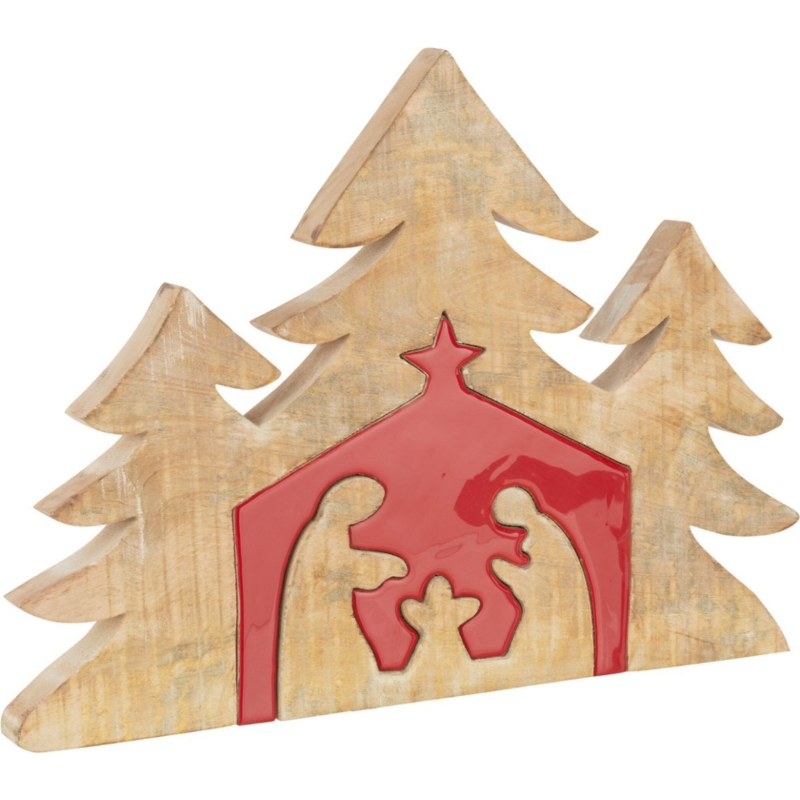 J-line kerststal mangohout 55 cm