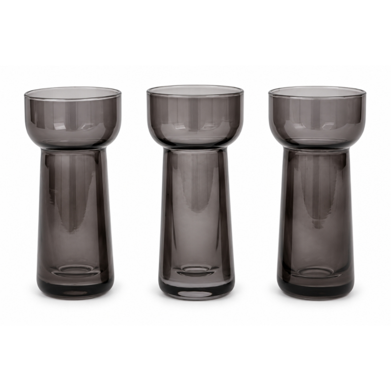 SENZA theelichthouder/vaas grijs 10 cm set van 3