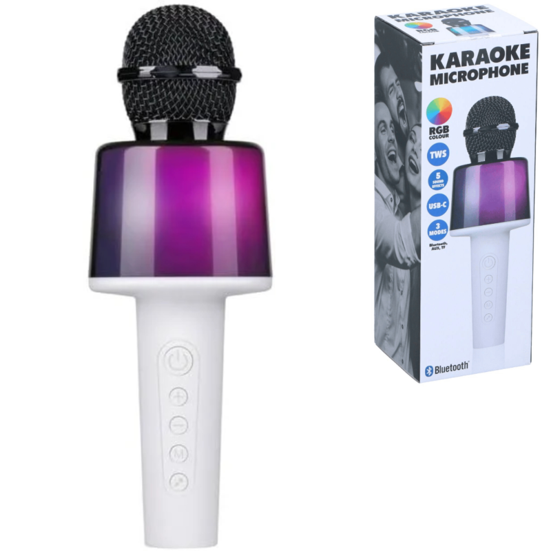 Karaoke microfoon Bluetooth met LED verlichting 23,5 cm