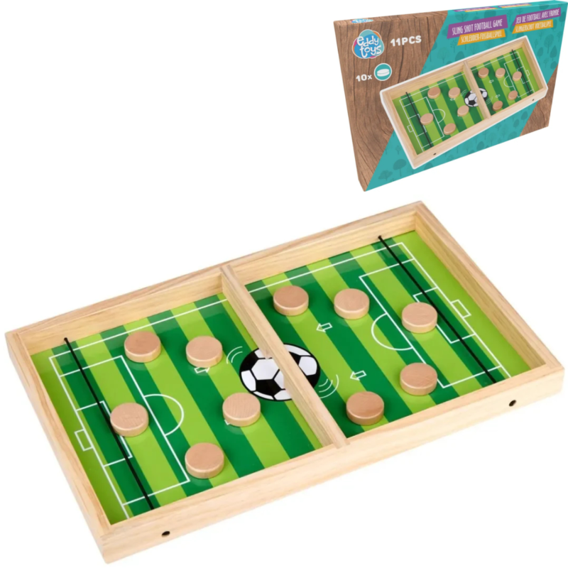 Eddy Toys slingshot voetbalspel hout 34 x 22 cm 11 delig