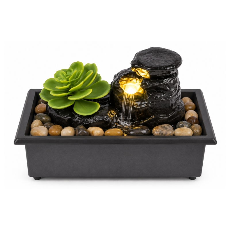 Out of the Blue fontein mini tuin LED op batterij 17,5 cm