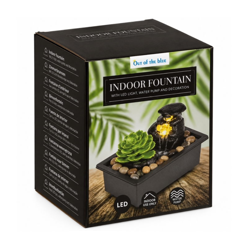 Out of the Blue fontein mini tuin LED op batterij 17,5 cm