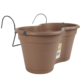 Bloempot met haak kunststof bruin 37 cm