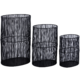 PTMD windlicht Javi metaal zwart 50 cm set van 3