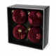 J-Line kerstballen glas fluweel bordeaux 12 cm set van 4