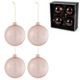 J-Line kerstballen glas roze 10,5 cm set van 4
