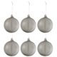 J-Line kerstballen Smokey glas grijs 8 cm set van 6