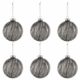 J-Line kerstballen Drip glas grijs 8,5 cm set van 6
