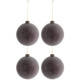 J-Line kerstballen glas Mauve glitter 12 cm set van 4
