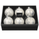 J-Line kerstballen glas wit/zilverkleurig 8 cm 6 stuks