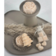 Amberblokje rose 4,5 cm organza zakje met 3 stuks