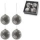 J-Line kerstballen glas Sneeuwvlok grijs 10 cm set van 4