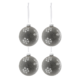J-Line kerstballen glas Sneeuwvlok grijs 10 cm set van 4