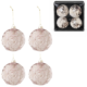 J-Line kerstballen glas Rose 10 cm set van 4