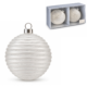 Kerstbal glas zilverkleurig/glitter 8 cm set van 2