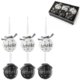 J-Line kerstballen glas Ho Ho zwart/wit 8 cm set van 6