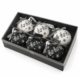 J-Line kerstballen glas Ho Ho zwart/wit 8 cm set van 6