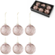 J-Line kerstballen glas Flora roze 8 cm set van 6
